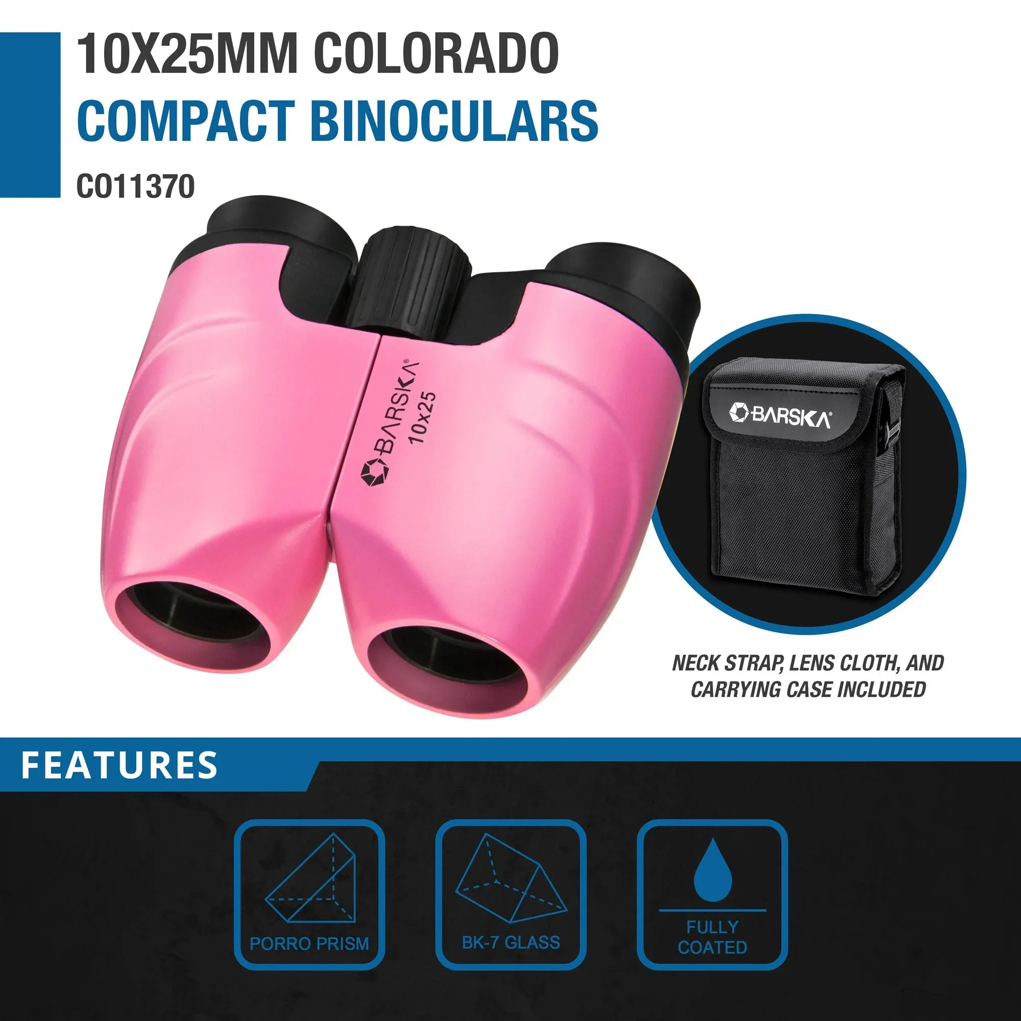 10x25mm Colorado Compact Binoculars, Pink | CO11370