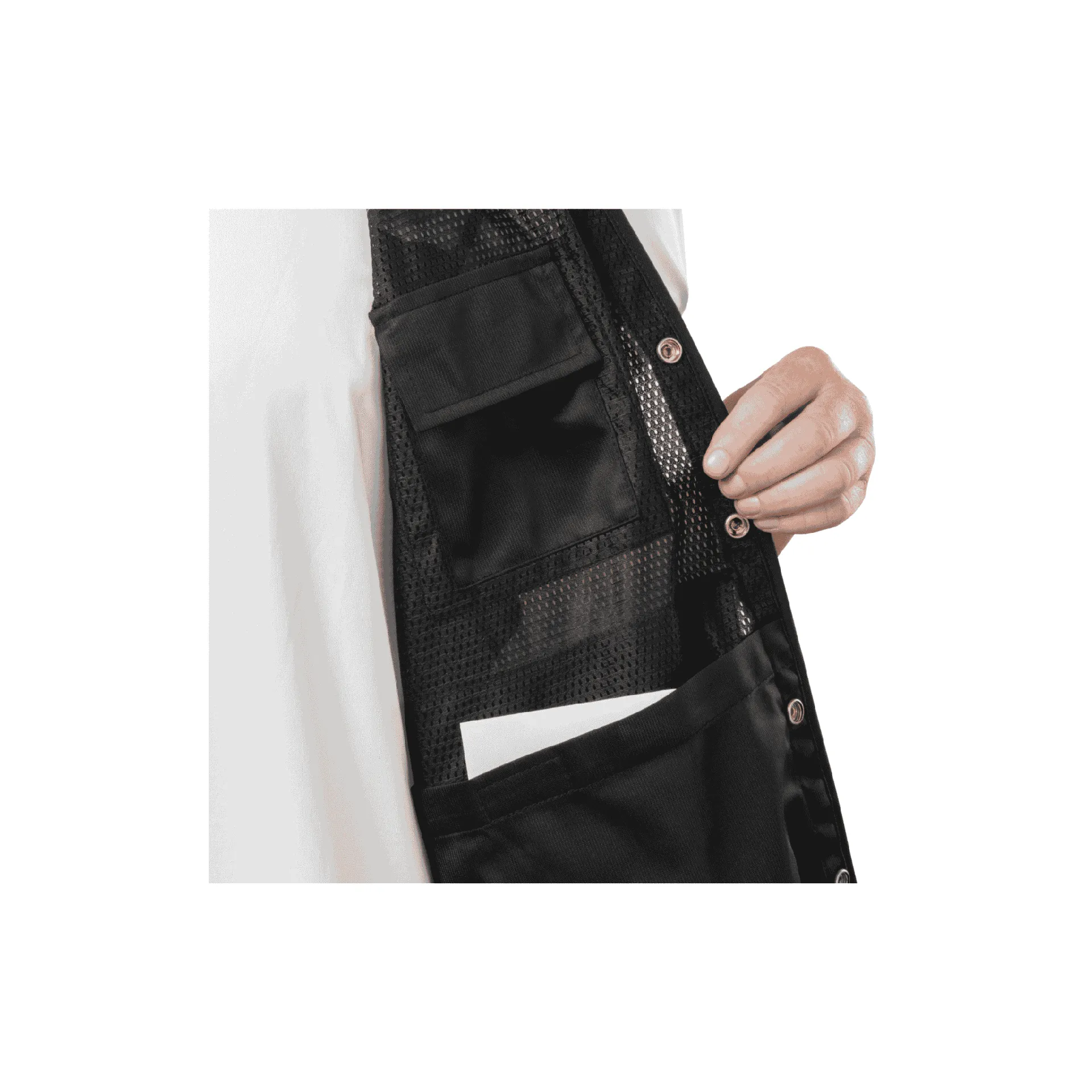 12 Pockets - Black Safety Vest with Radio Clip Holders