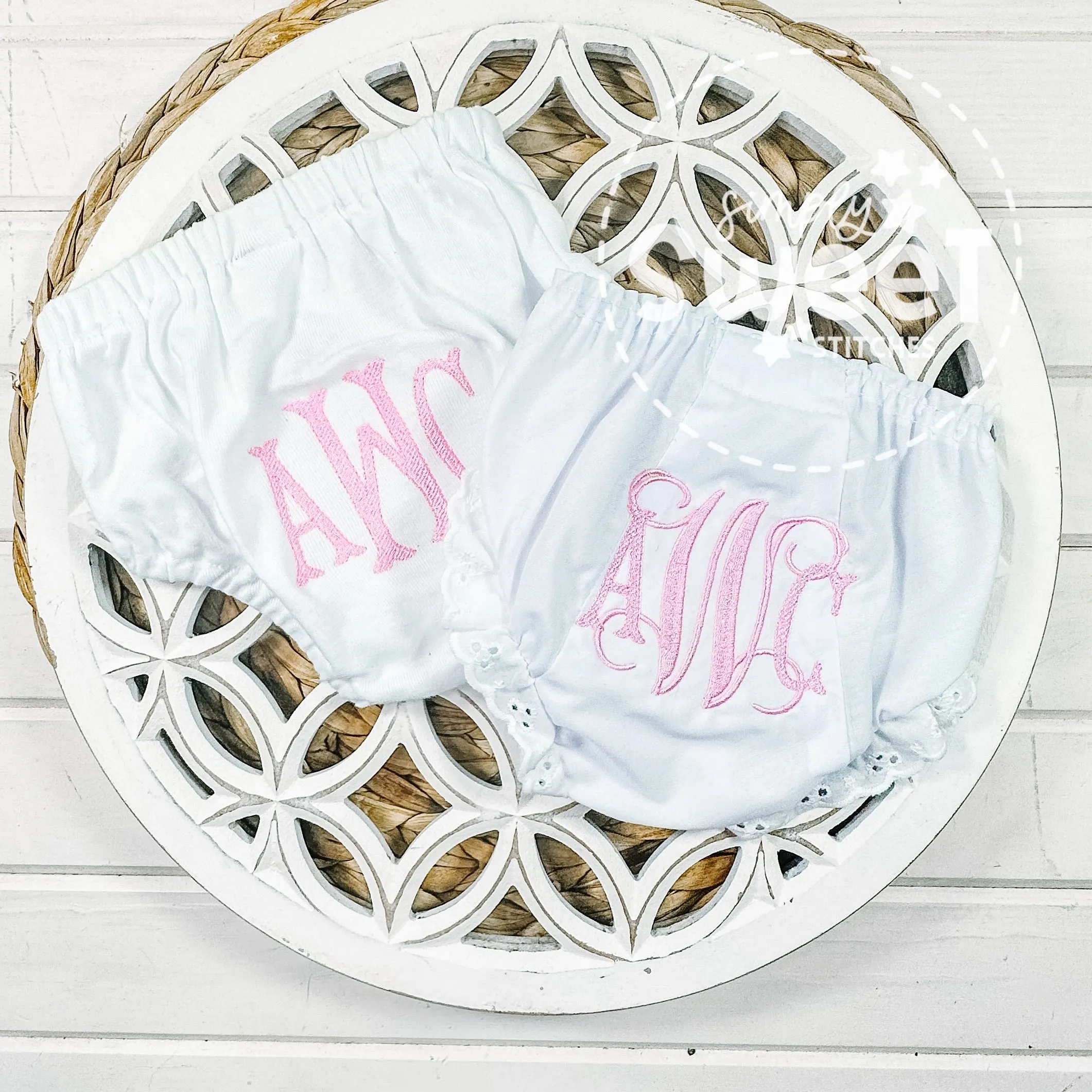 1209 - GIRLS MONOGRAMMED - DIAPER COVER