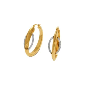 14K Yellow Gold and Diamond Innovoro® Lightweight Hoop Earrings