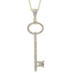14K Yellow Solid Gold Mens Diamond Key Pendant 3.50 Ctw