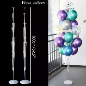 2 Sets Balloon Holders with 19 Sticks Each, For 38 Balloons total, Balloon Stand Column Kit, Kids Birthday Party Baby Shower Wedding Balloon Stand Decoration Supplies