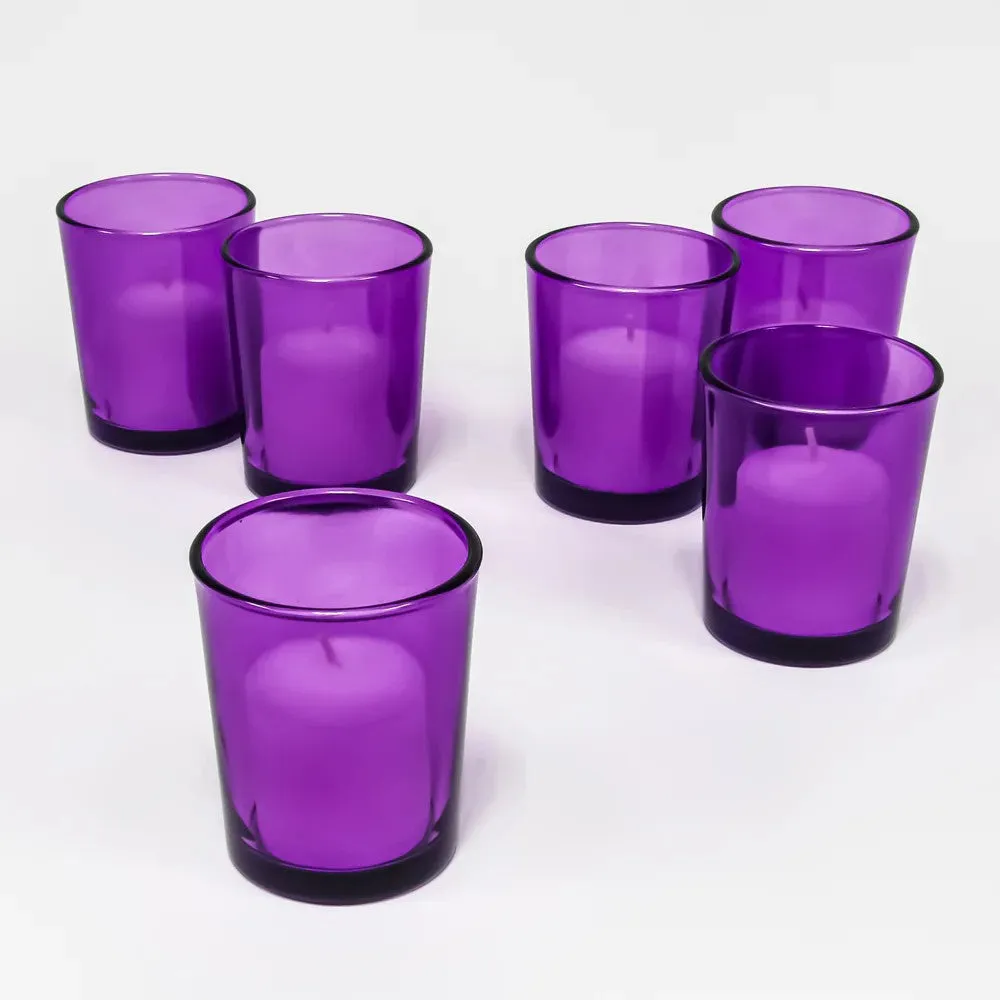 20 Pack Purple Glass Votive Tealight Candle Holders House Party Cenrepiece Xmas Wedding Decor Glass Candlestick Party Decorations Bridal Valentines Event