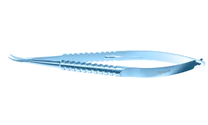 204R 8-090T Barraquer Needle Holder, 12.00 mm Strong Jaws, Curved, with Lock, Long Size, Length 125 mm, Titanium