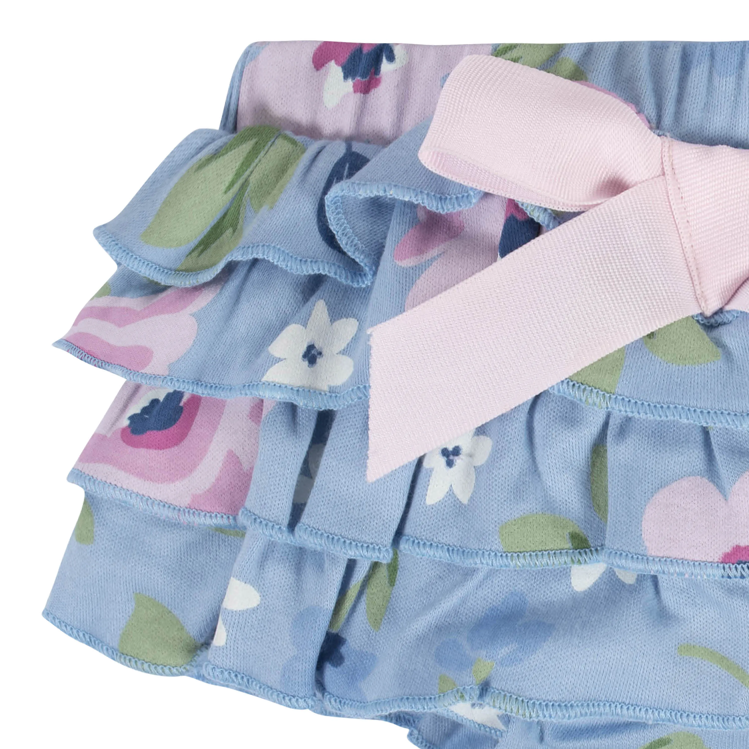 3-Piece Baby Girls Periwinkle Garden Onesies® Bodysuit, Diaper Cover & Headband Set