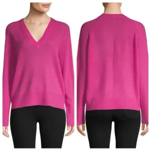 360 Cashmere V Neck long sleeve lightweight pink sweater size small
