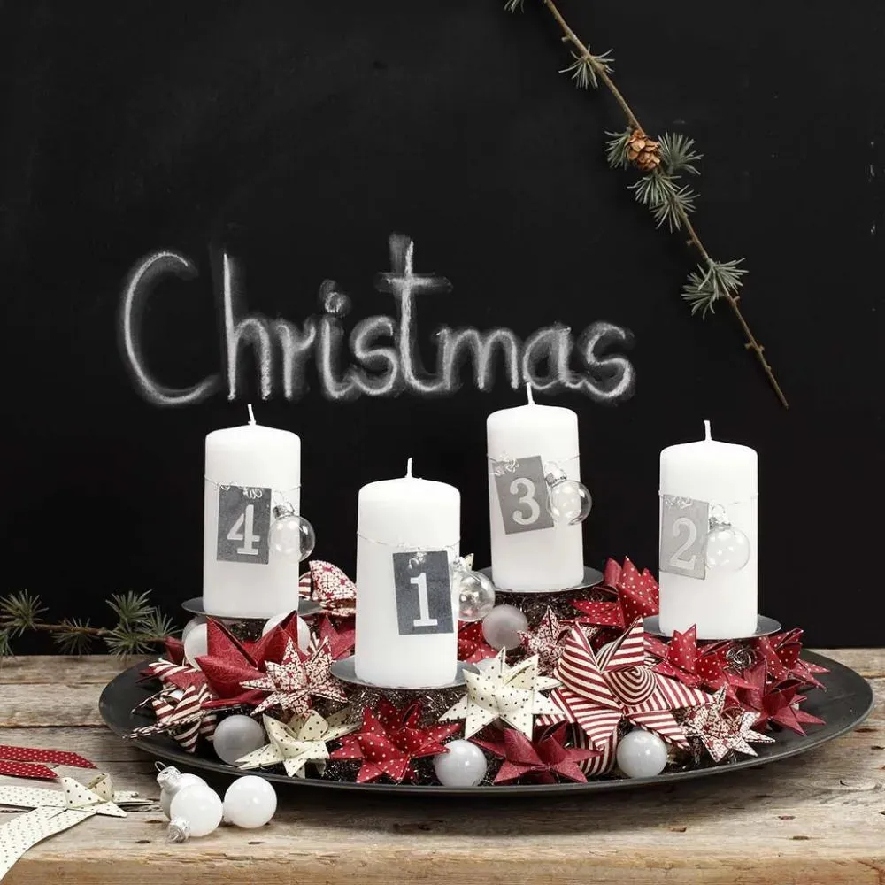 4 x Metal Round Shape Candle Holders With Spear For Christmas Decorations D: 7cm