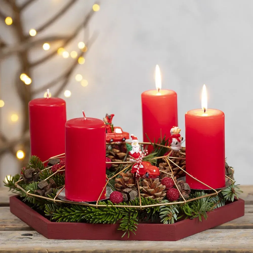 4 x Metal Round Shape Candle Holders With Spear For Christmas Decorations D: 7cm