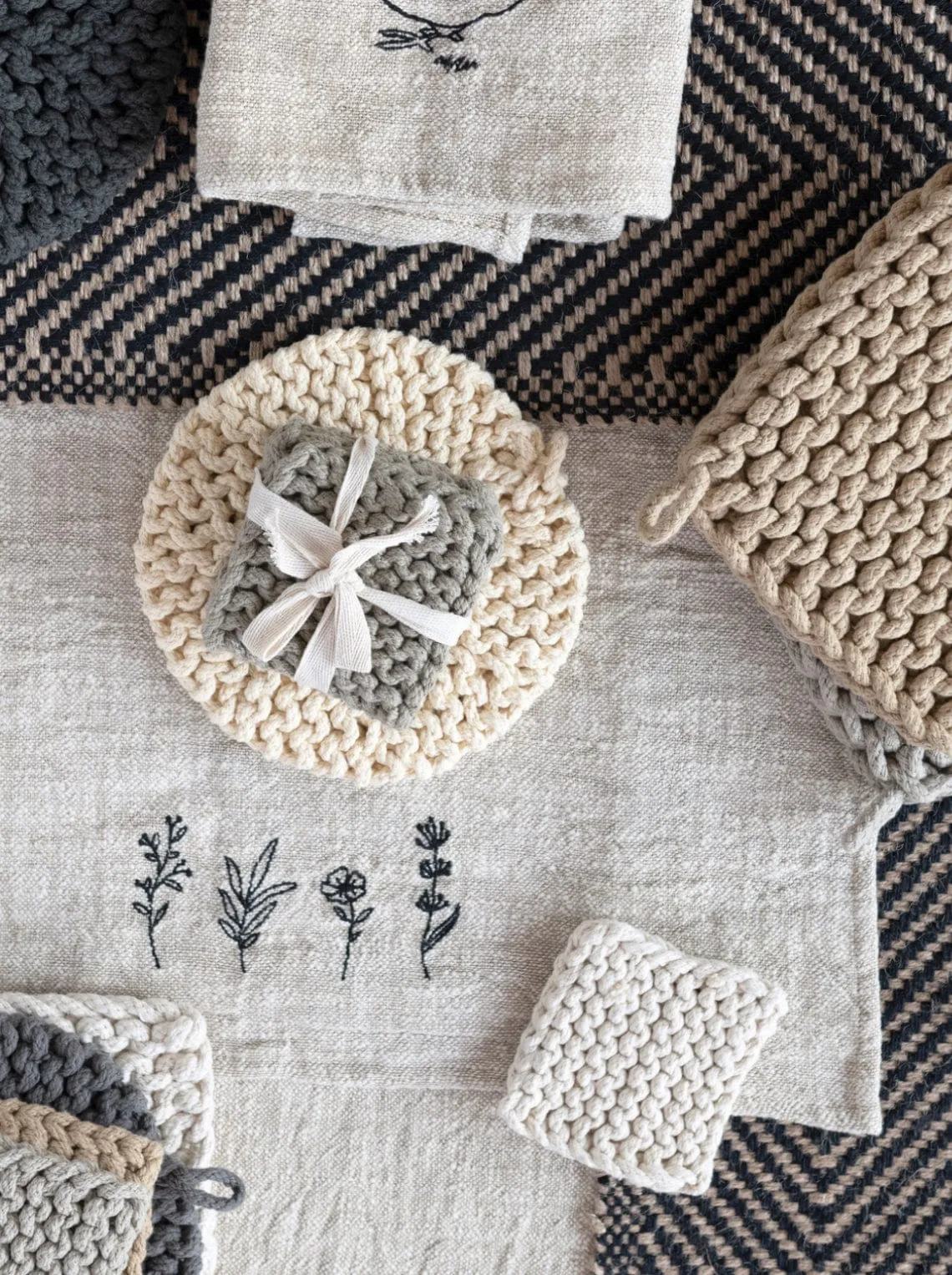 8” Square Pot Holders - Neutrals