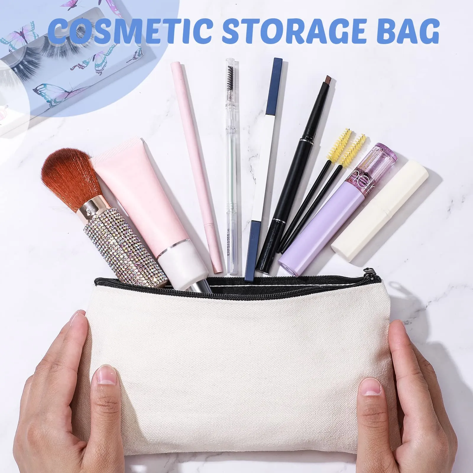 99 Pack Blank Canvas Bag Bulk DIY Craft Canvas Zipper Pouch Sublimation Blanks Canvas Makeup Bag Canvas Pouch Pencil Bag Cosmetic Travel Toiletry Storage Zipper Bag 8.3 x 5 Inch(Gray, Black, White)