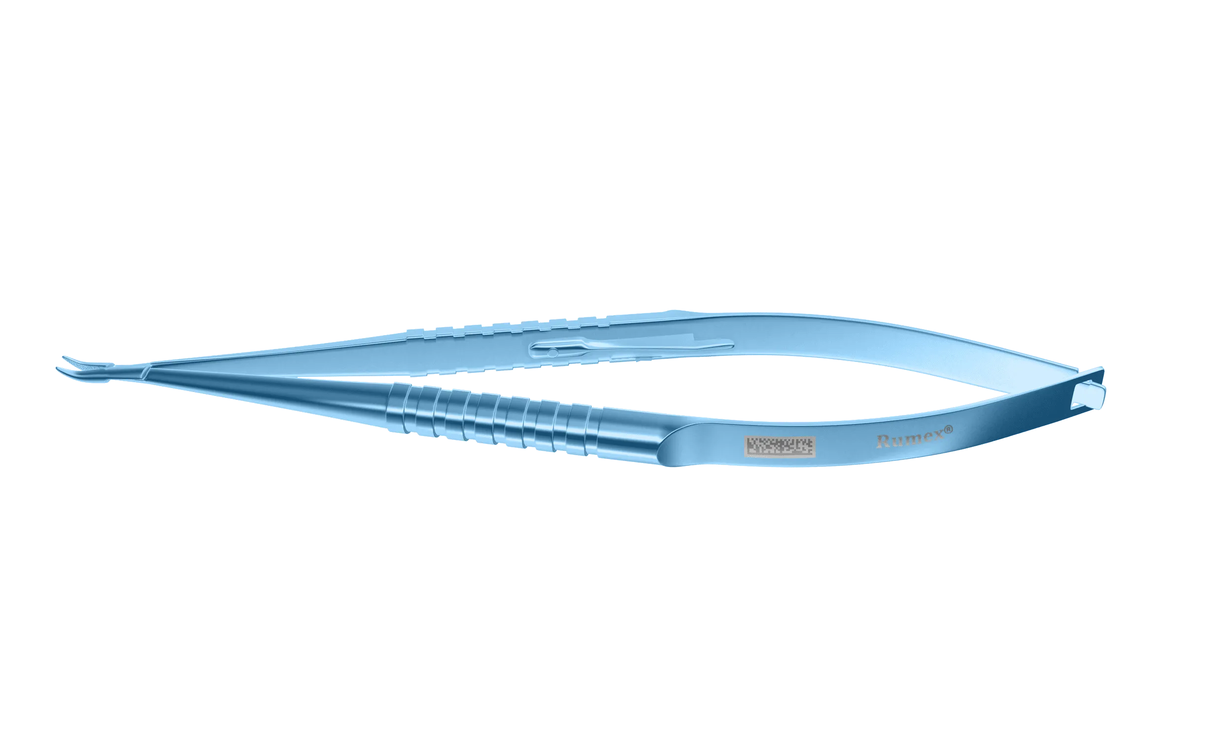 999R 8-024T Barraquer Needle Holder, 8.00 mm Extra Fine Jaws, Curved, with Lock, Small Size, Length 100 mm, Titanium