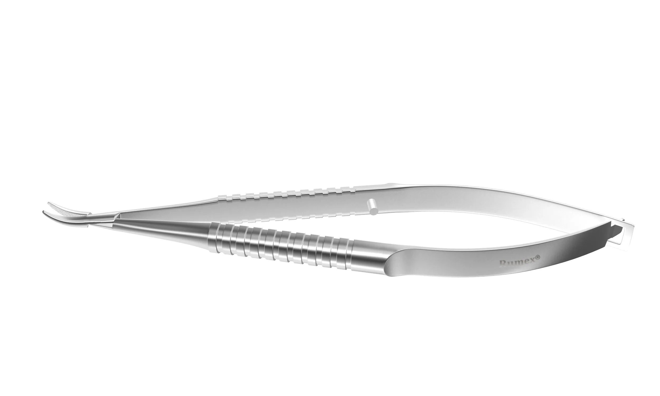 999R 8-031S Barraquer Needle Holder, 12.00 mm Standard Jaws, Curved, without Lock, Medium Size, Length 115 mm, Stainless Steel