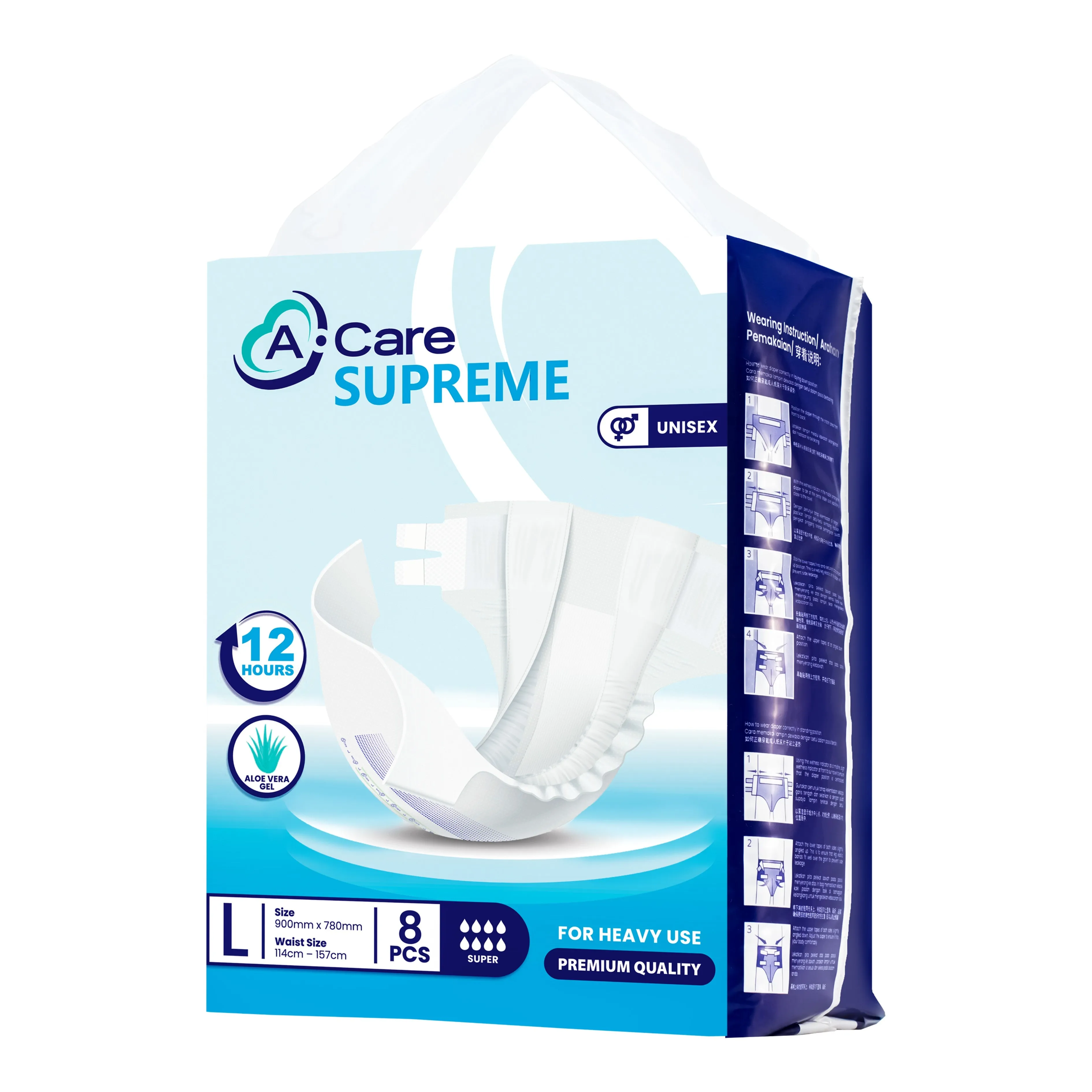 A-Care Supreme Adult Diapers Size L 8's (114-157cm)