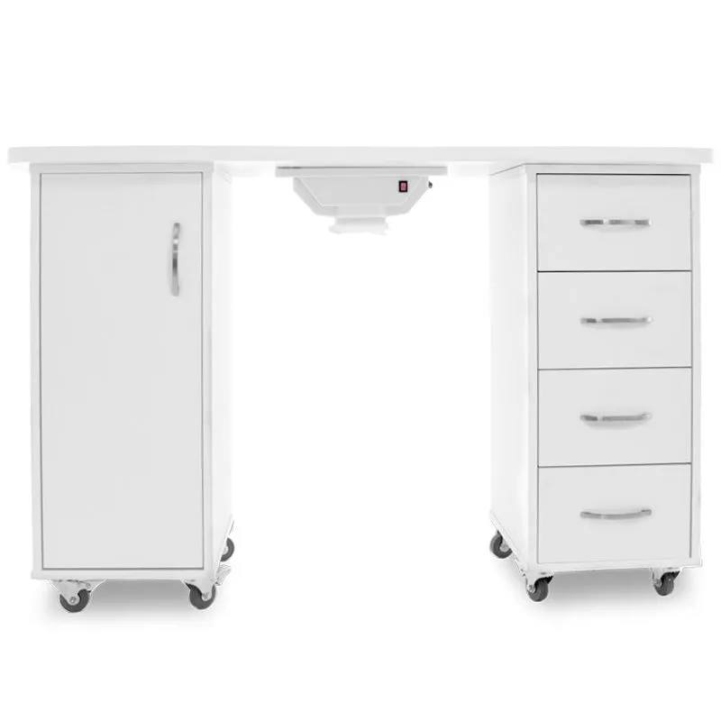 ActiveShop Desk 2027 White Two Cabinets with Dust Collector