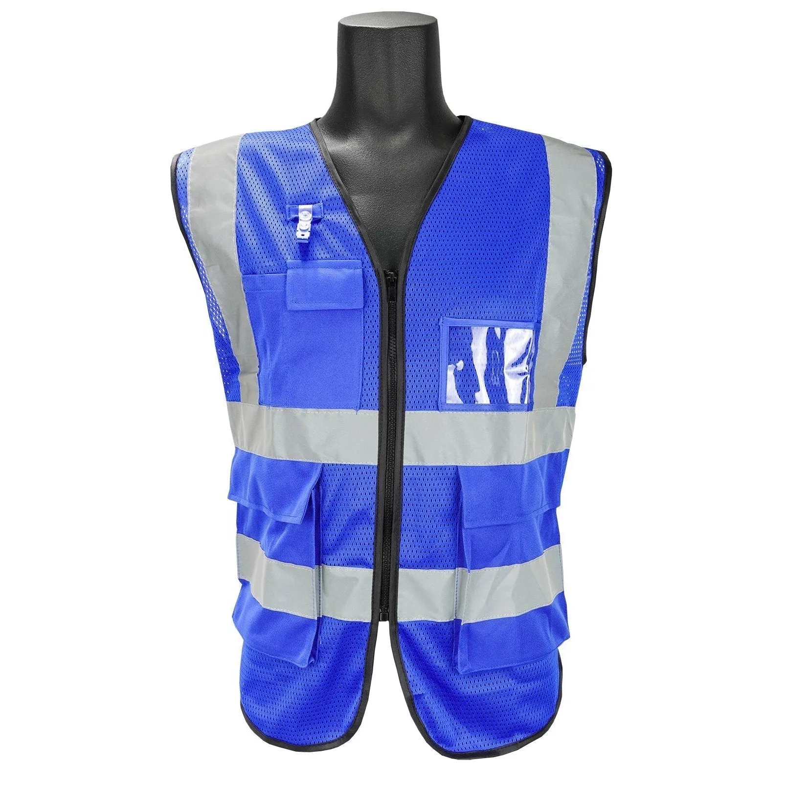 AL-Gard SVPC2BB Blue Safety Vest Class 2 Mesh Type Breathable High Visibility with Card Holder and Pockets