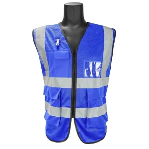 AL-Gard SVPC2BB Blue Safety Vest Class 2 Mesh Type Breathable High Visibility with Card Holder and Pockets