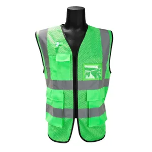 AL-Gard SVPC2GB Green Safety Vest Class 2 Mesh Type Breathable High Visibility with Card Holder and Pockets