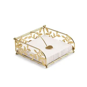 Ambiente Large Metal Napkin Holder with Branch Design, Gold