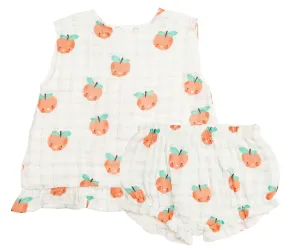 Angel Dear Plaid Peaches Muslin Ruffle Top & Bloomer Set