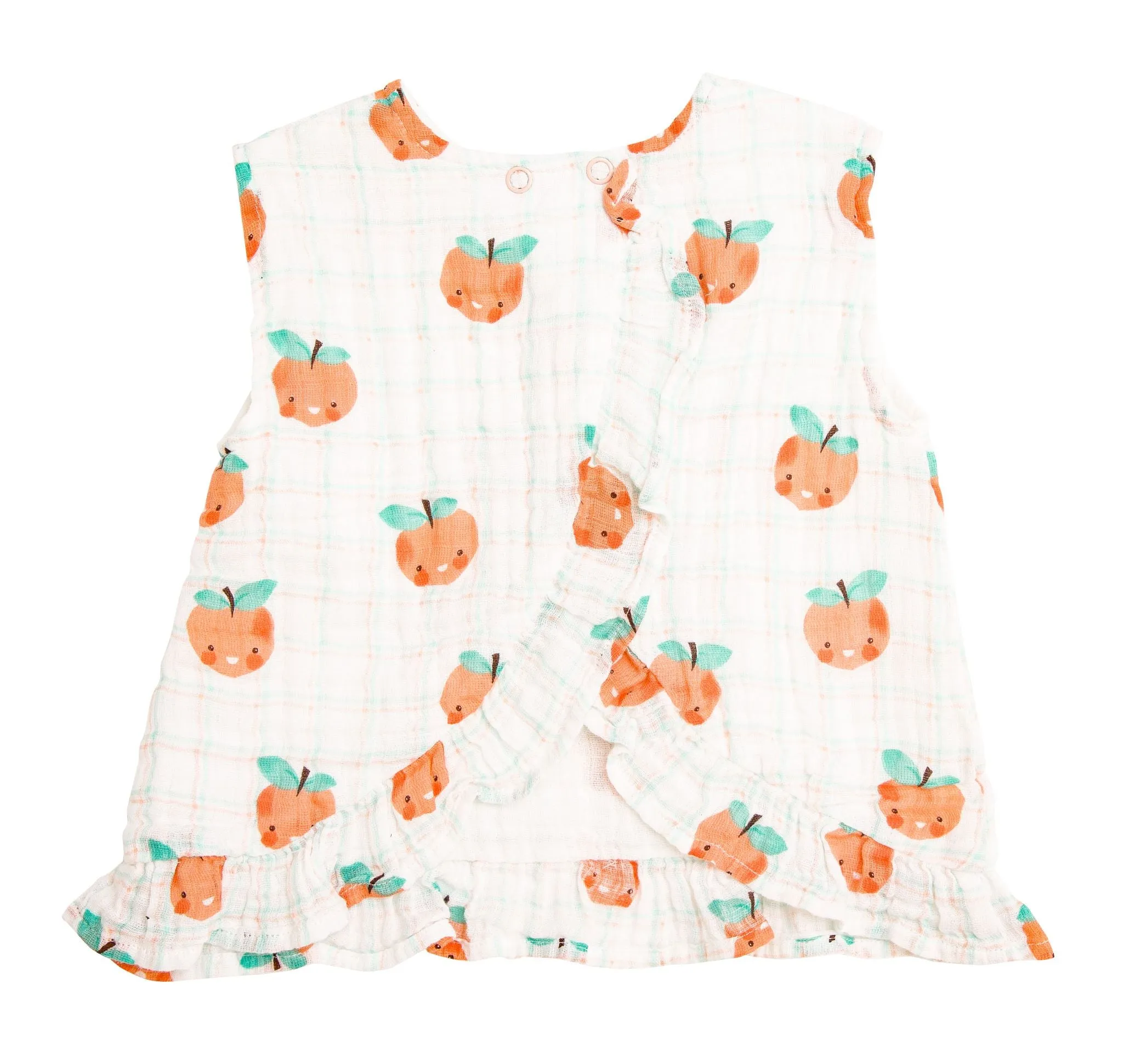 Angel Dear Plaid Peaches Muslin Ruffle Top & Bloomer Set