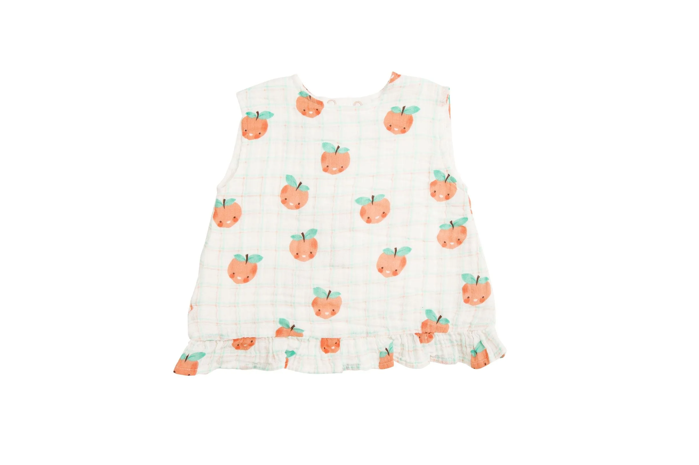 Angel Dear Plaid Peaches Muslin Ruffle Top & Bloomer Set