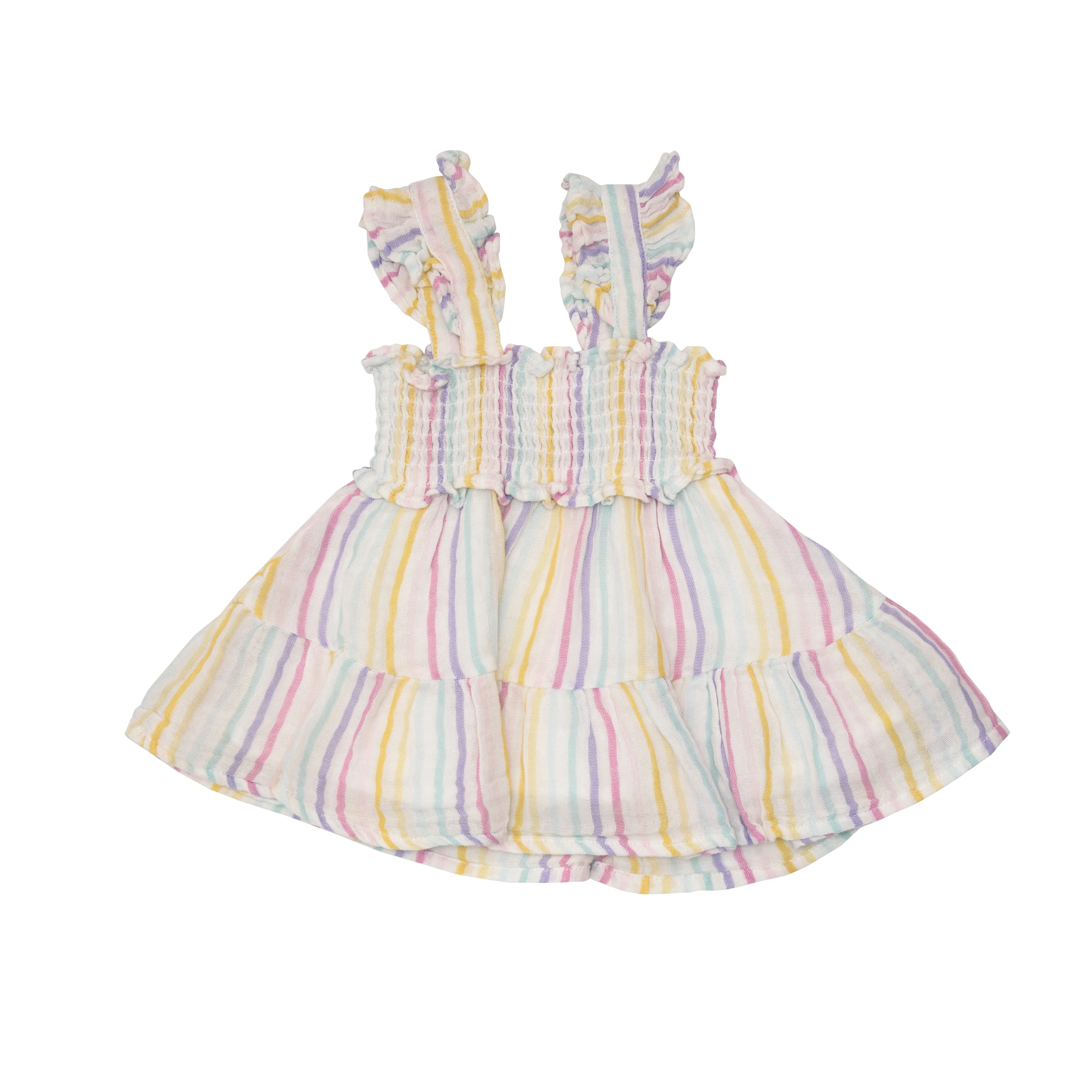 Angel Dear Rainbow Stripe Smocked Ruffle Sundress