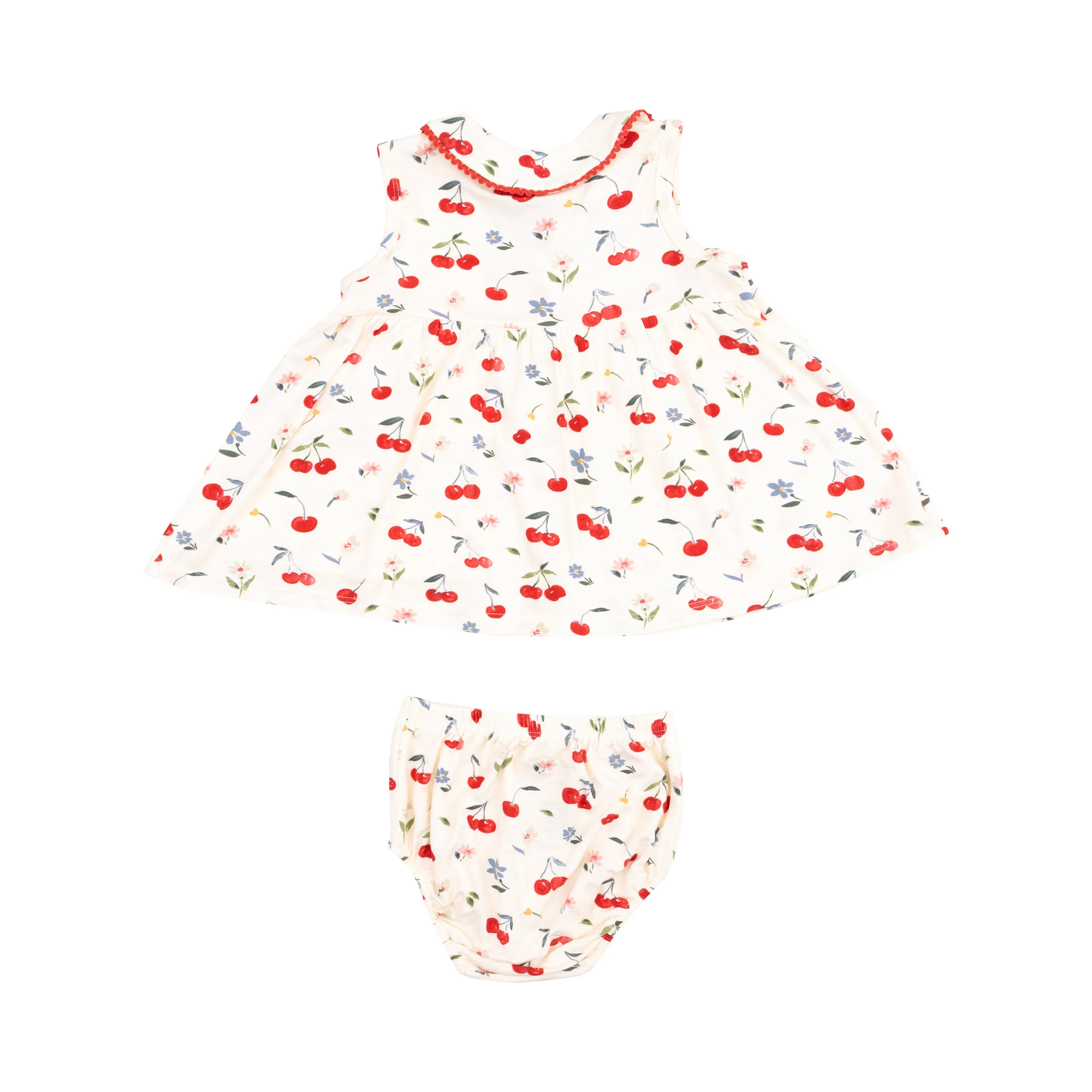 Angel Dear || Watercolor Cherries   Gingham Peter Pan Collar Dress