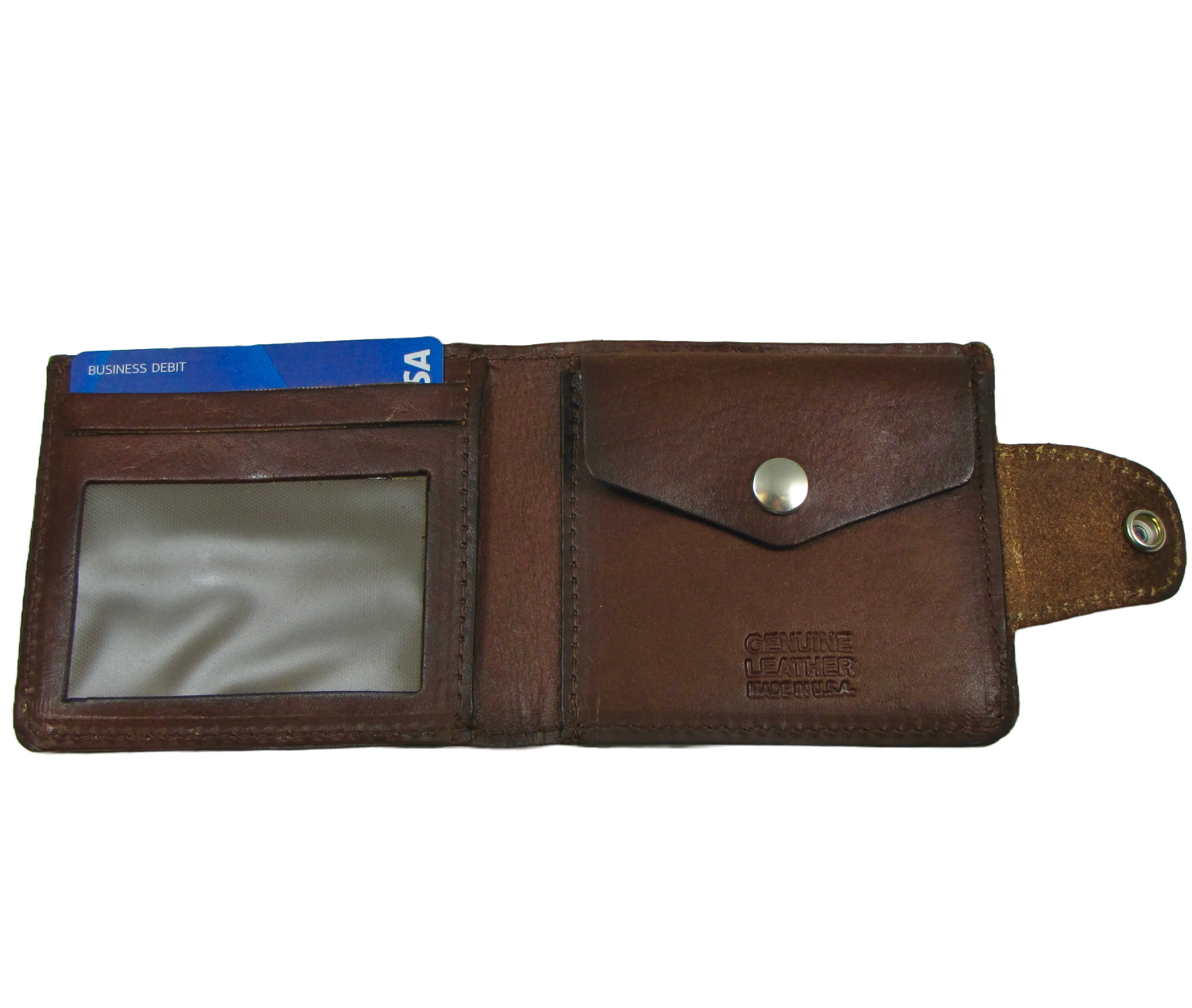 Antique Finish Snap Wallet w/Coin Pocket-Flower/Horse