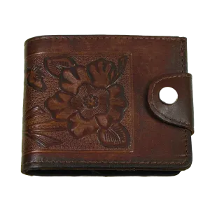 Antique Finish Snap Wallet w/Coin Pocket-Flower/Horse