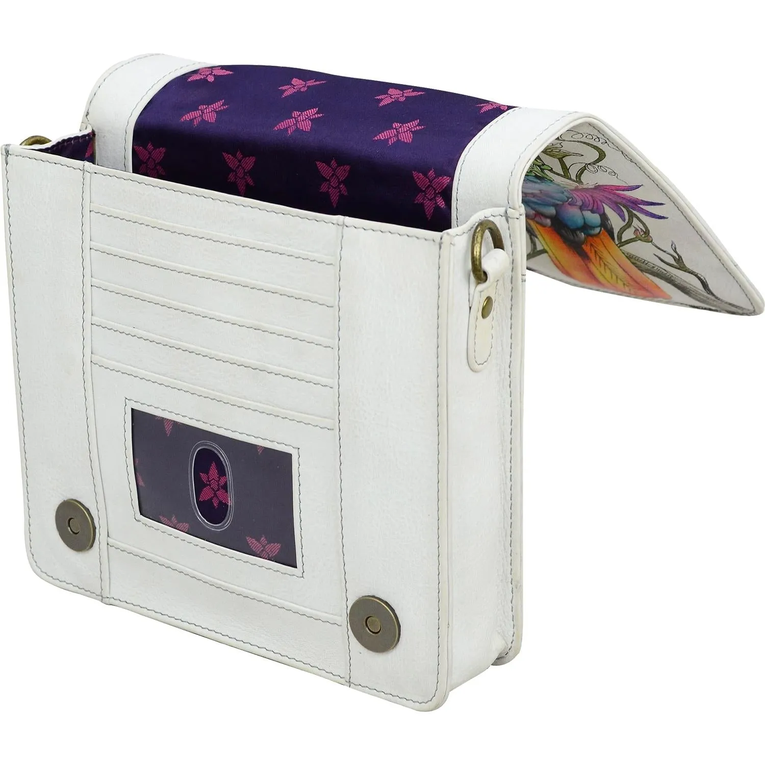 Anuschka Small Messenger Himalayan Bird Leather