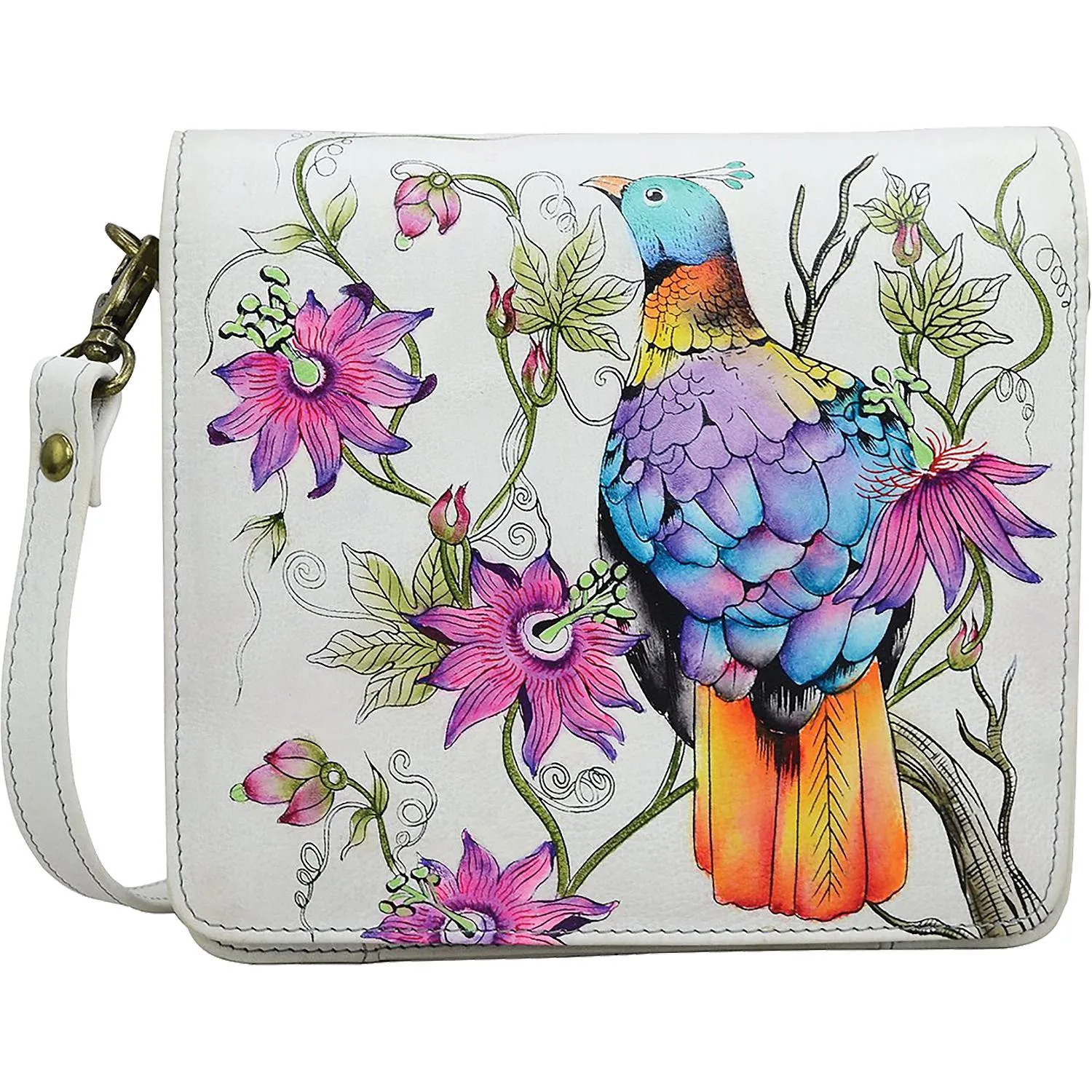 Anuschka Small Messenger Himalayan Bird Leather