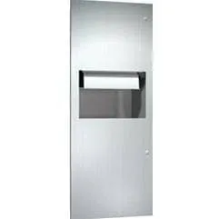 Automatic Combination Commercial Paper Towel Dispenser/Waste Receptacle, Semi-Recessed-Mounted, Stainless Steel ASI 64696AC-6