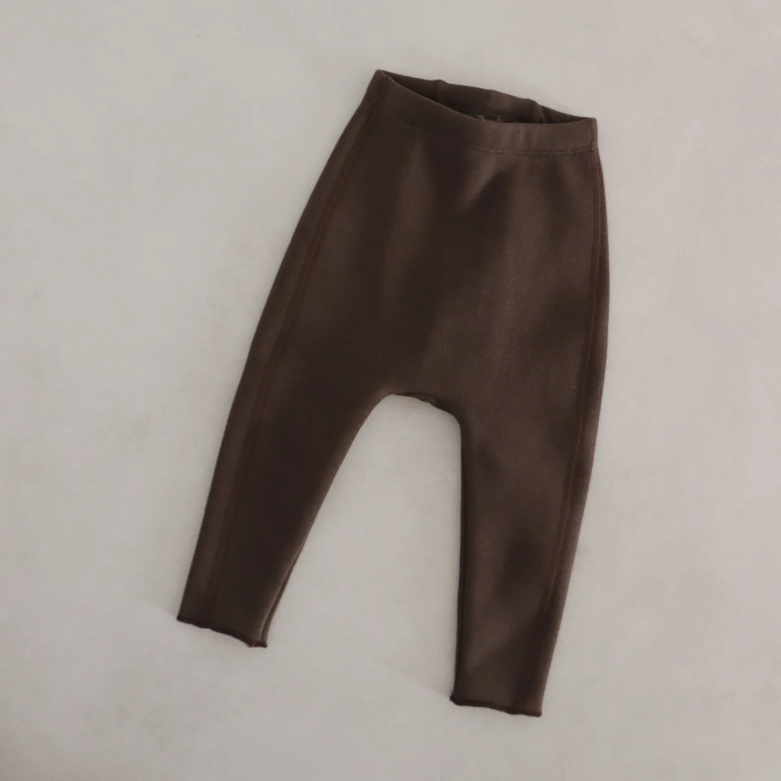 Baby Fleecy Stitch Leggings, Dark Brown