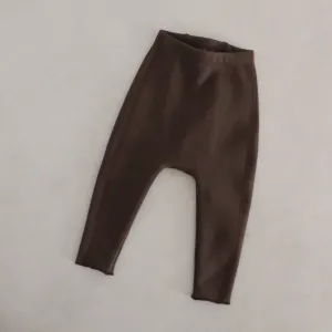 Baby Fleecy Stitch Leggings, Dark Brown