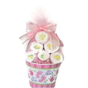 Baby Girl Diaper Pail in Gift Wrap