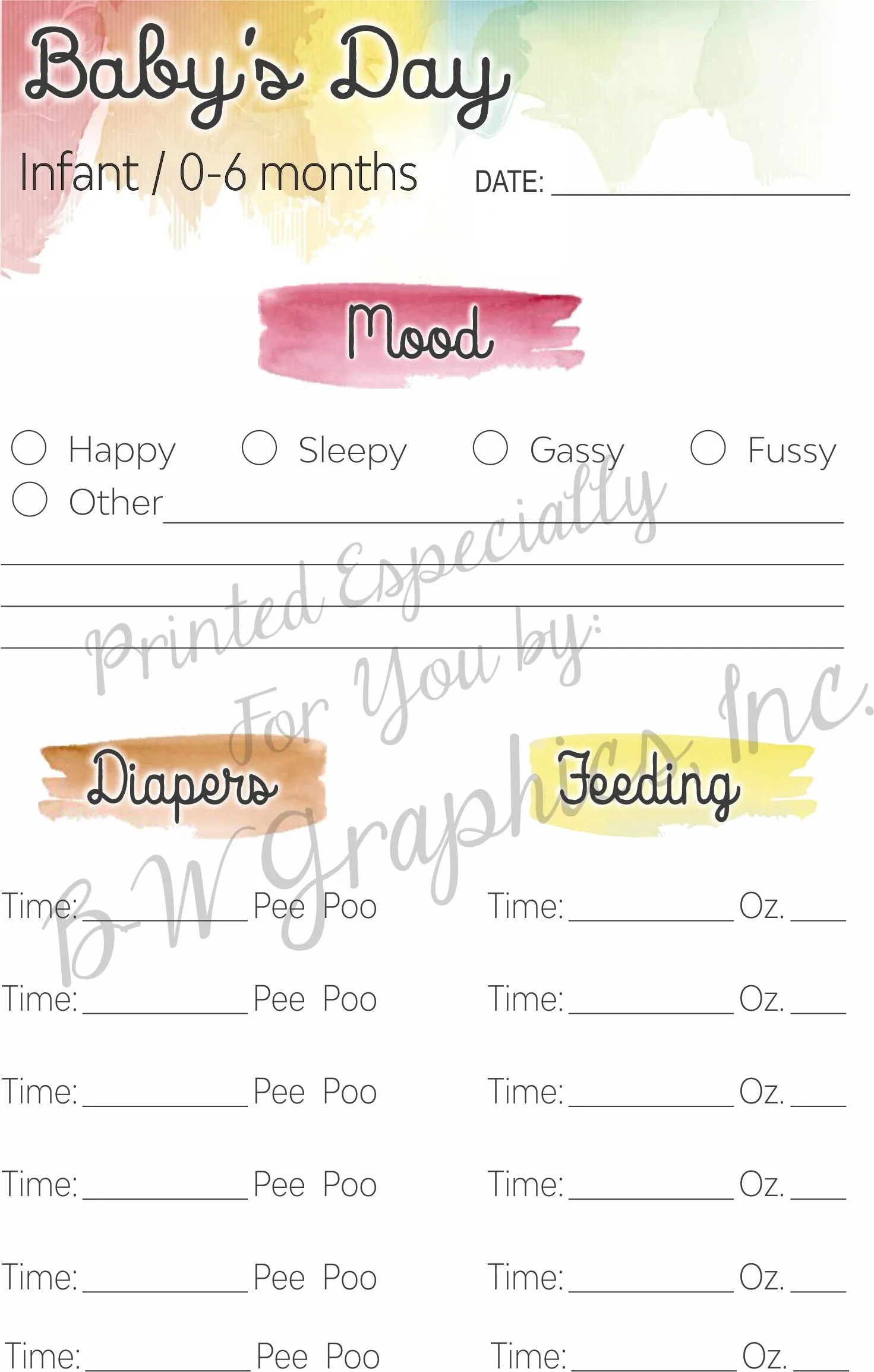 Baby Schedule Tracker Booklet