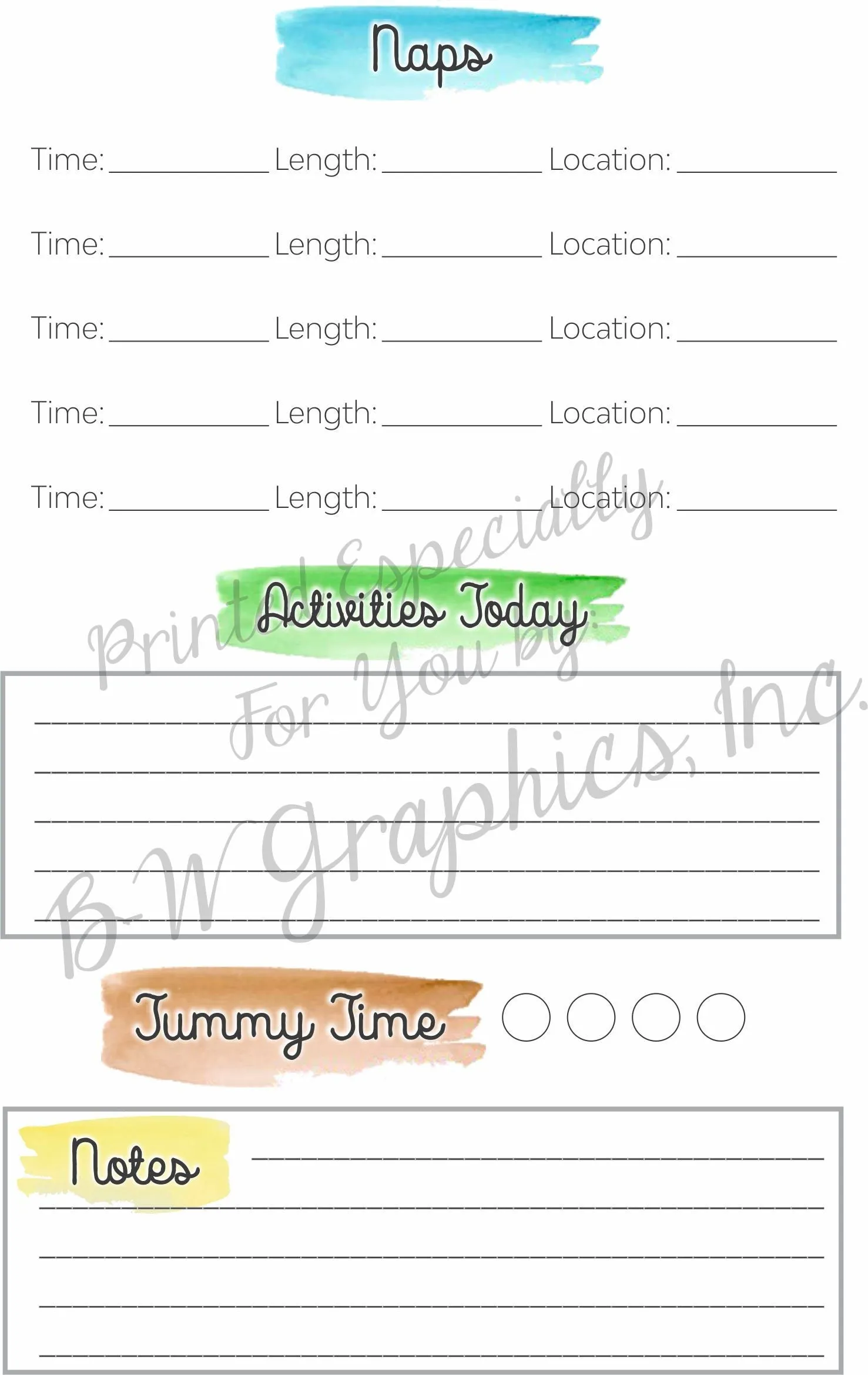 Baby Schedule Tracker Booklet