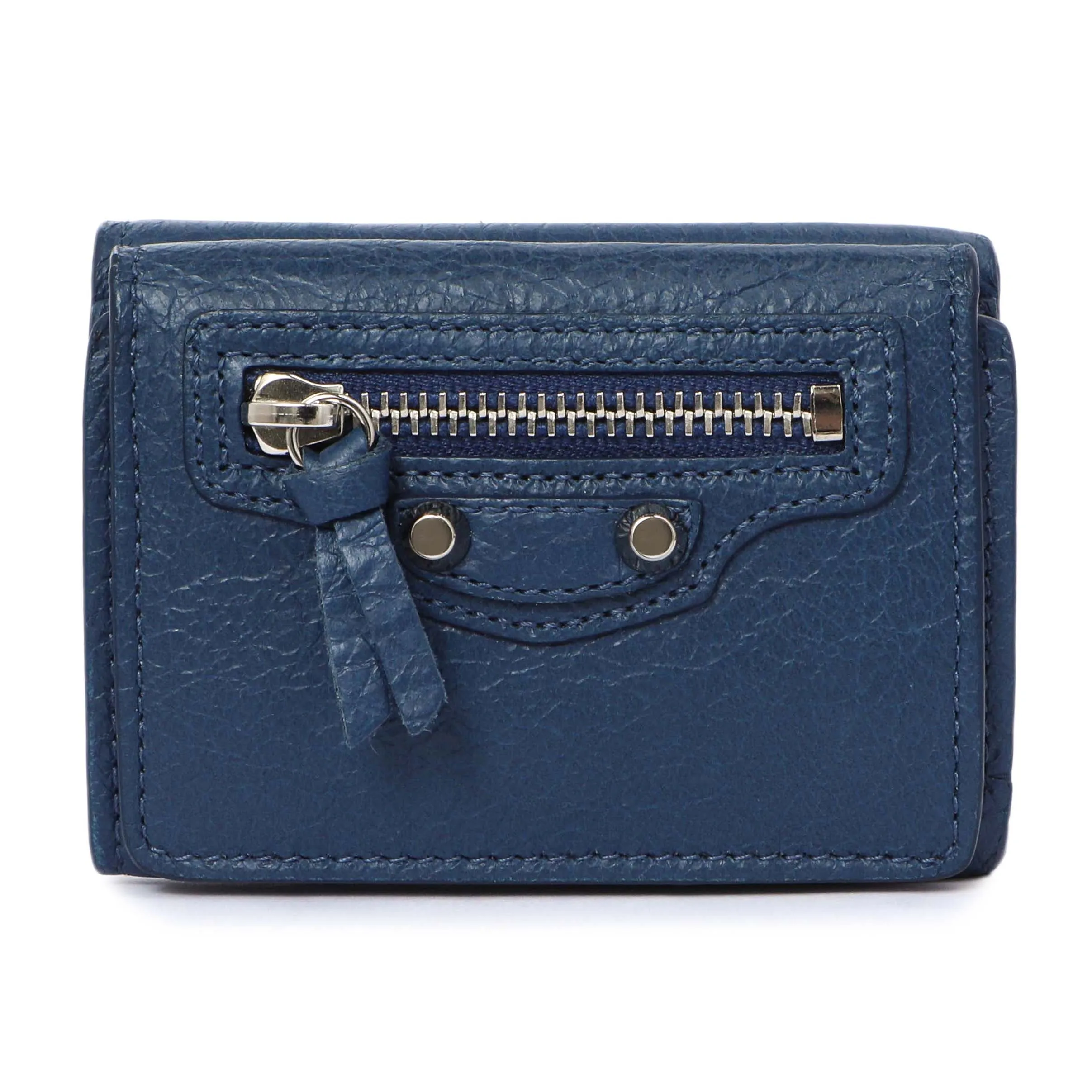 Balenciaga Blue Lambskin Classic Mini Wallet