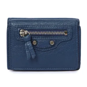 Balenciaga Blue Lambskin Classic Mini Wallet