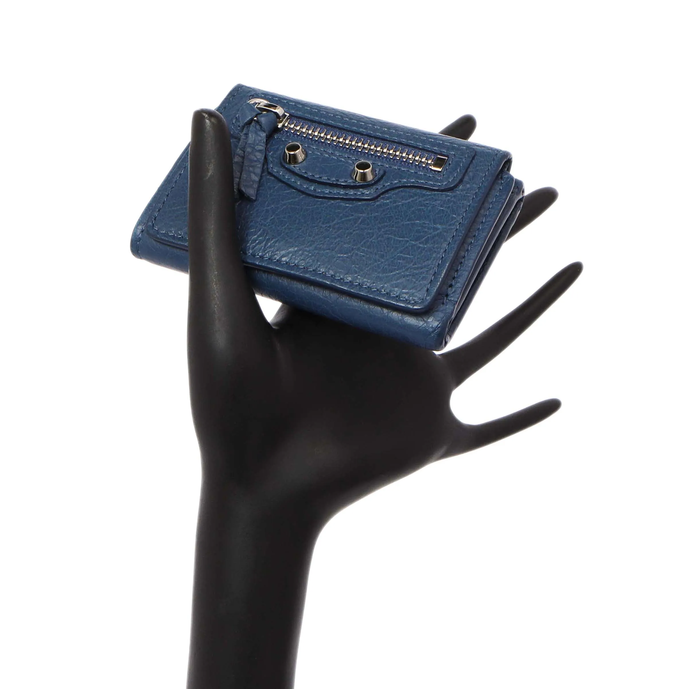 Balenciaga Blue Lambskin Classic Mini Wallet