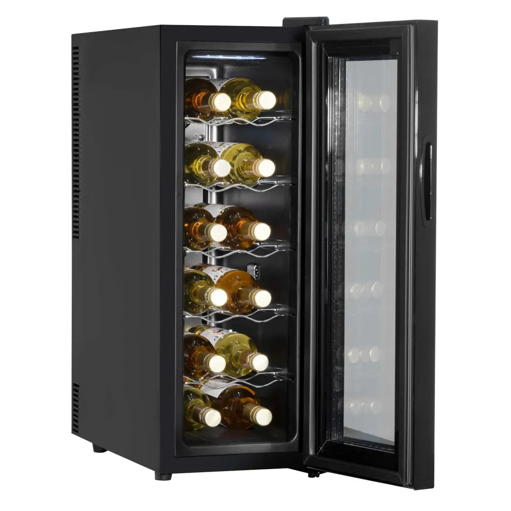 Baridi 12 Bottle Wine Cooler Fridge with Touch Controls - Black - B