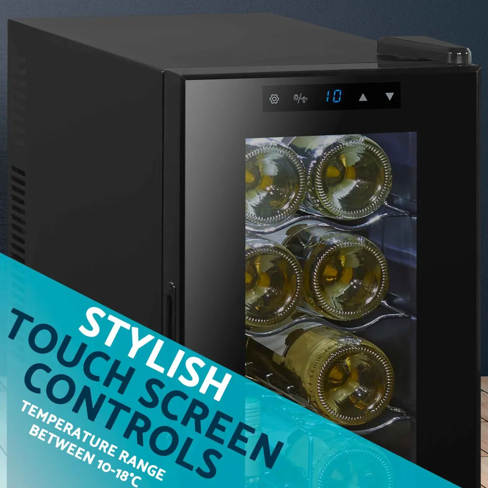 Baridi 24 Bottle Wine Cooler Fridge with Touch Controls - Stainless Steel - B