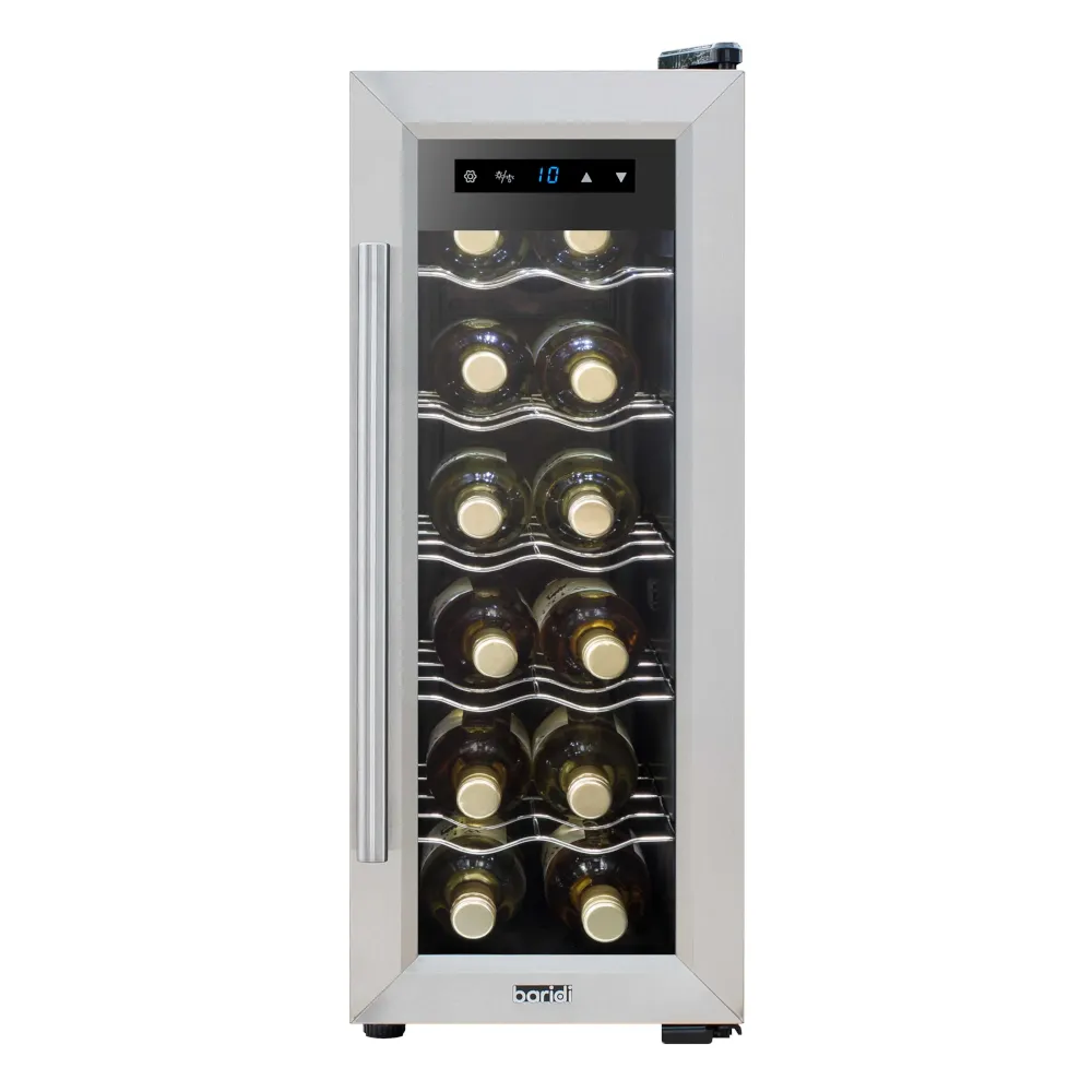 Baridi 24 Bottle Wine Cooler Fridge with Touch Controls - Stainless Steel - B