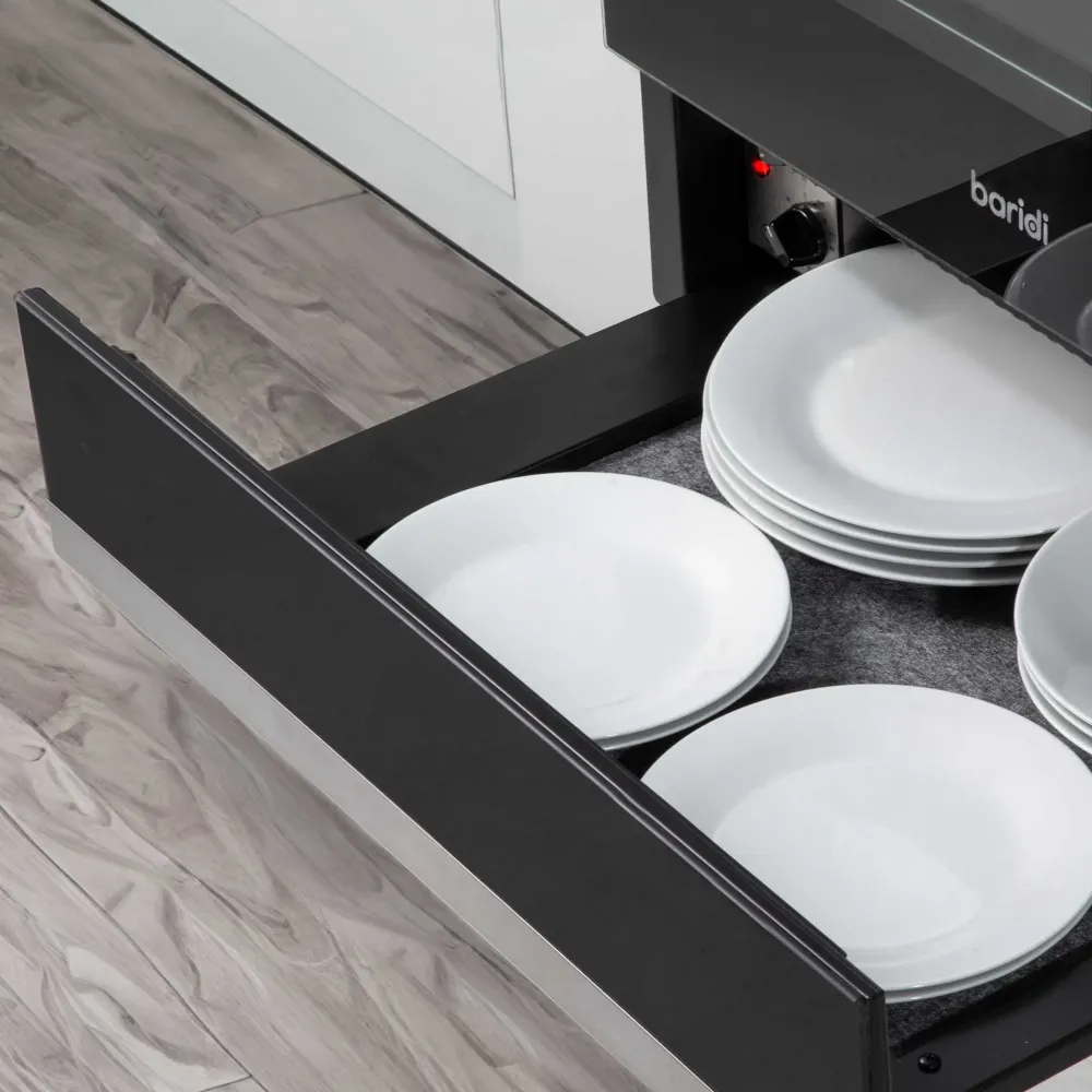 Baridi Built-In Warming Drawer 60cm - Black/Stainless Steel - B