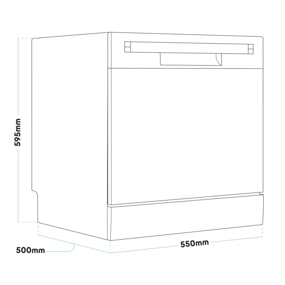 Baridi Compact Tabletop Dishwasher 8L, 8 Place Settings - Silver - B