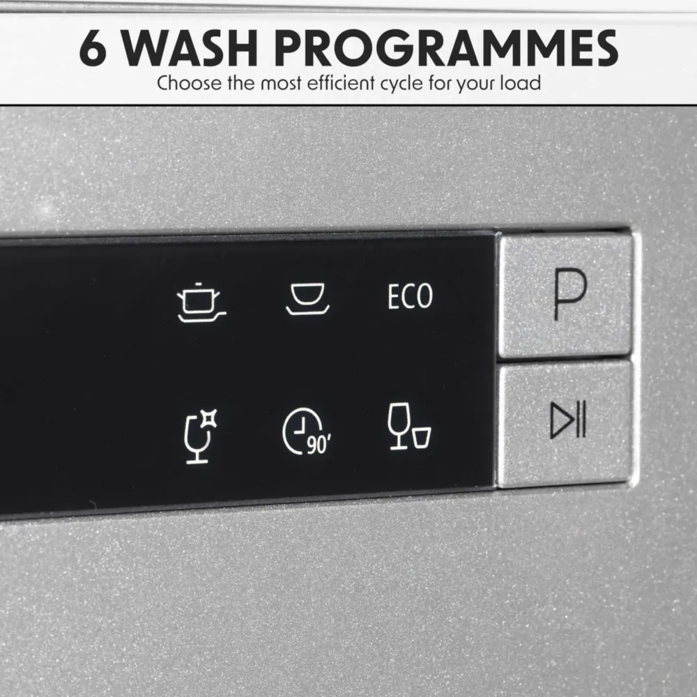 Baridi Compact Tabletop Dishwasher 8L, 8 Place Settings - Silver - B