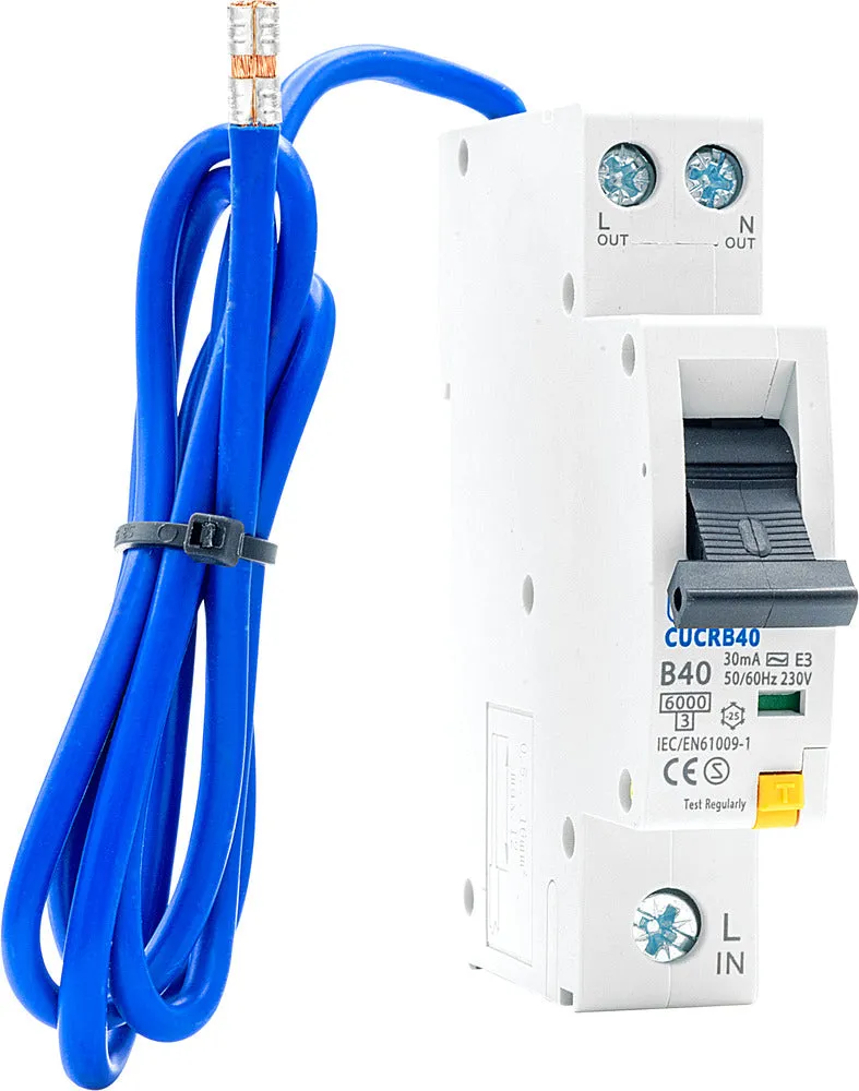 BG CUCRB40 40A SP 1 Module B Curve 6kA 30mA Type AC Compact RCBO