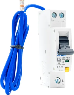 BG CUCRB40 40A SP 1 Module B Curve 6kA 30mA Type AC Compact RCBO