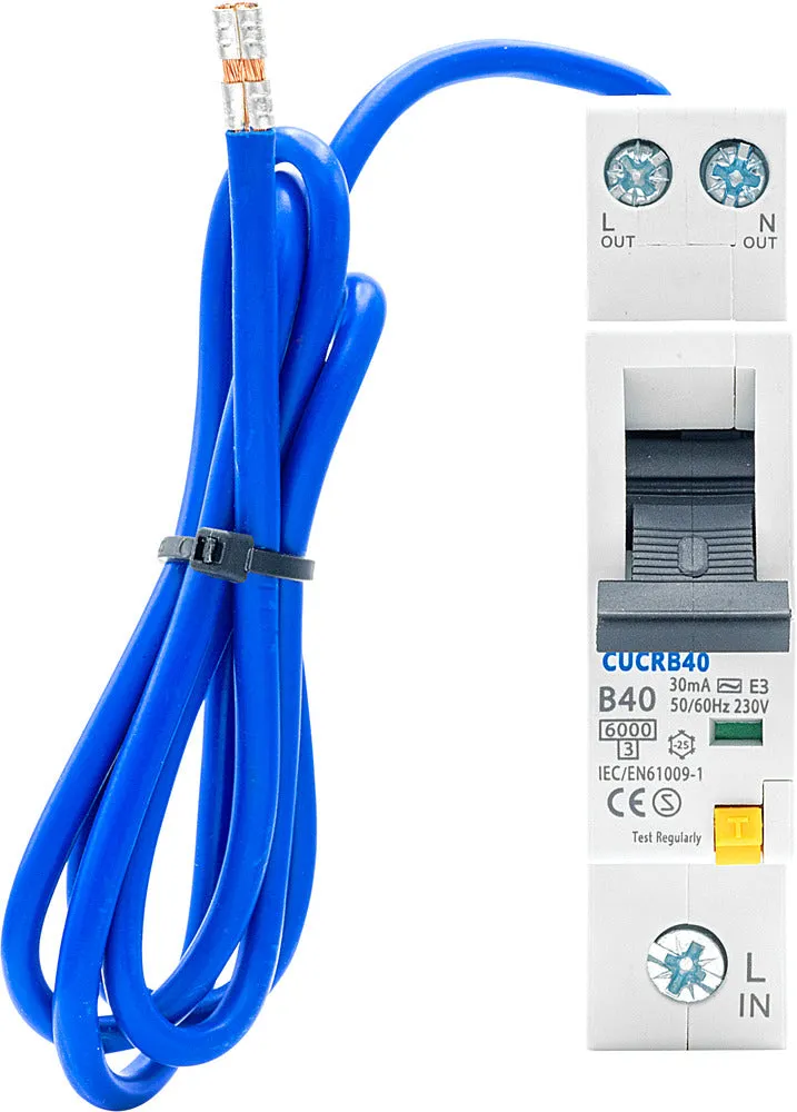 BG CUCRB40 40A SP 1 Module B Curve 6kA 30mA Type AC Compact RCBO