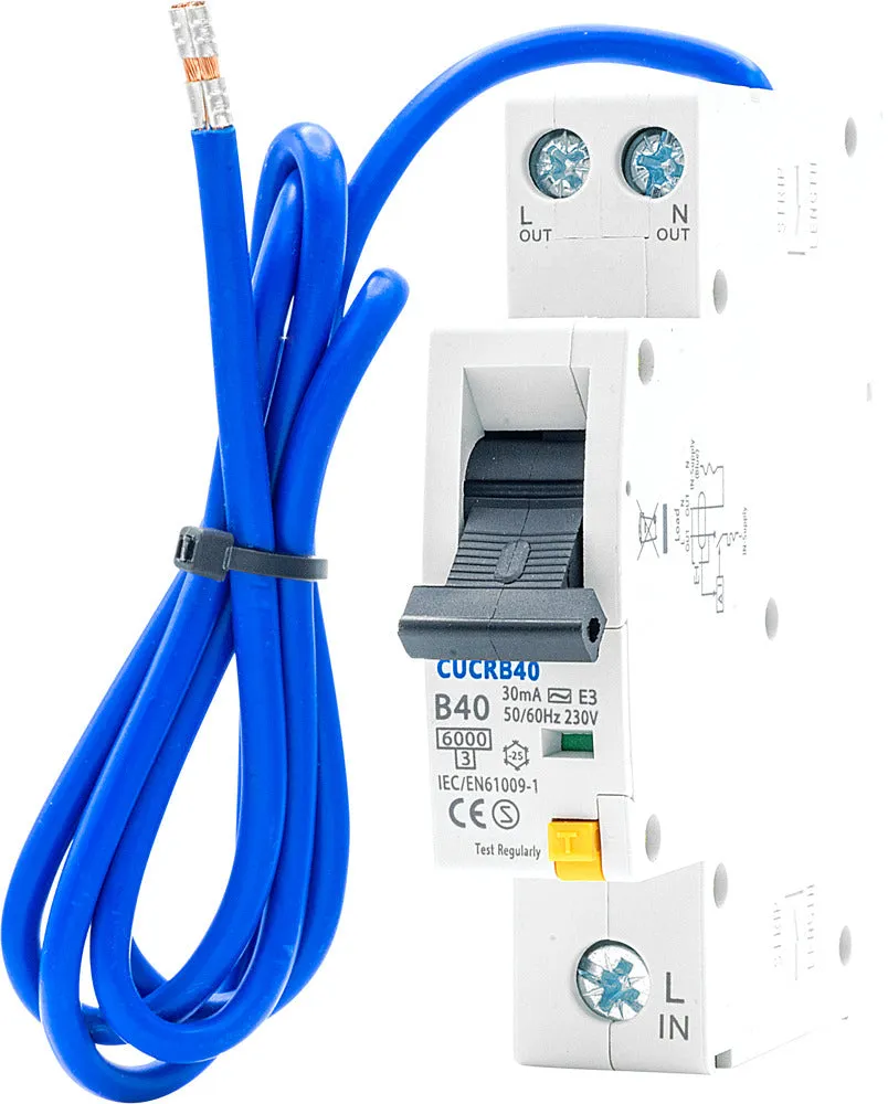 BG CUCRB40 40A SP 1 Module B Curve 6kA 30mA Type AC Compact RCBO
